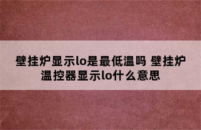 壁挂炉显示lo是最低温吗 壁挂炉温控器显示lo什么意思